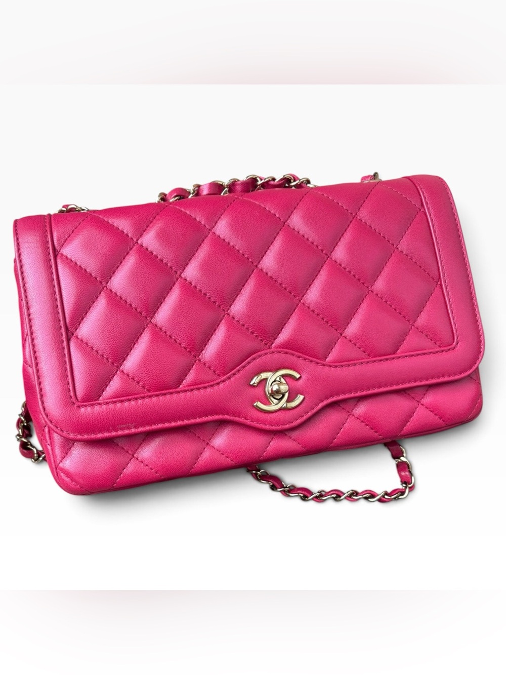 CHANEL Thread Around Flap Hot Pink Fuchsia Quilted Leather